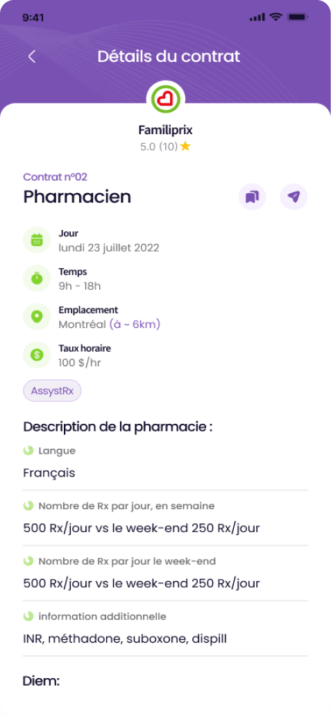 Contract details in the Qwik app